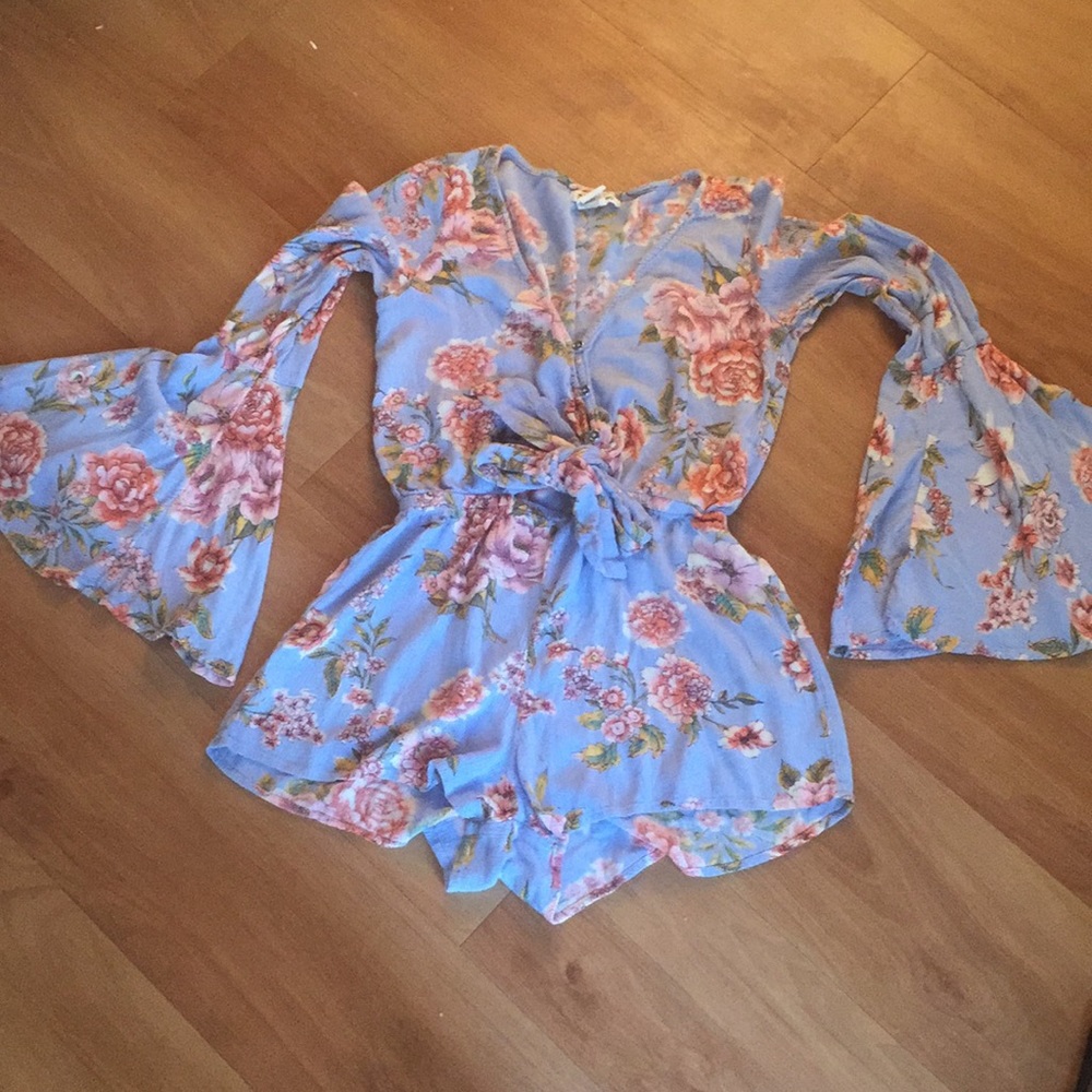 Light blue floral romper